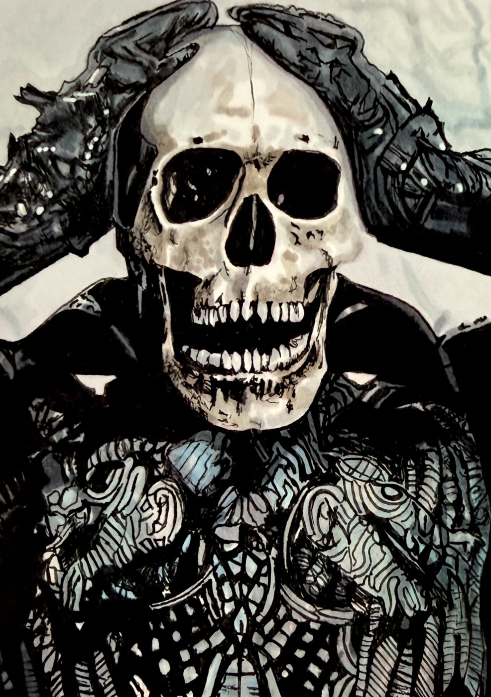 Skull-faced figure