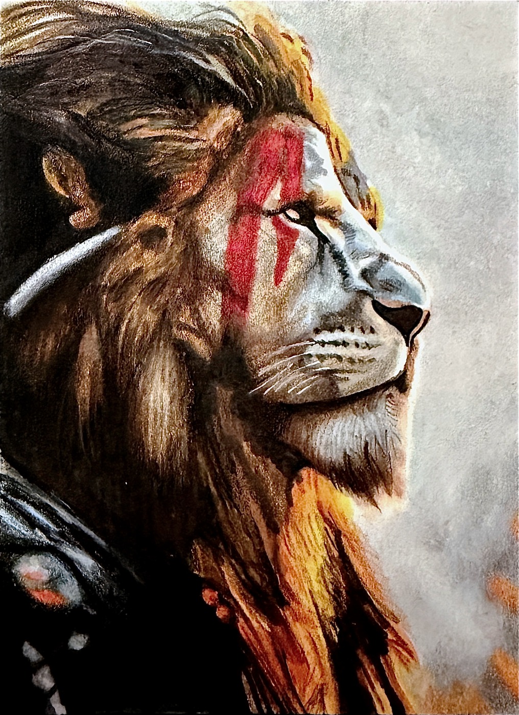Lion in war paint