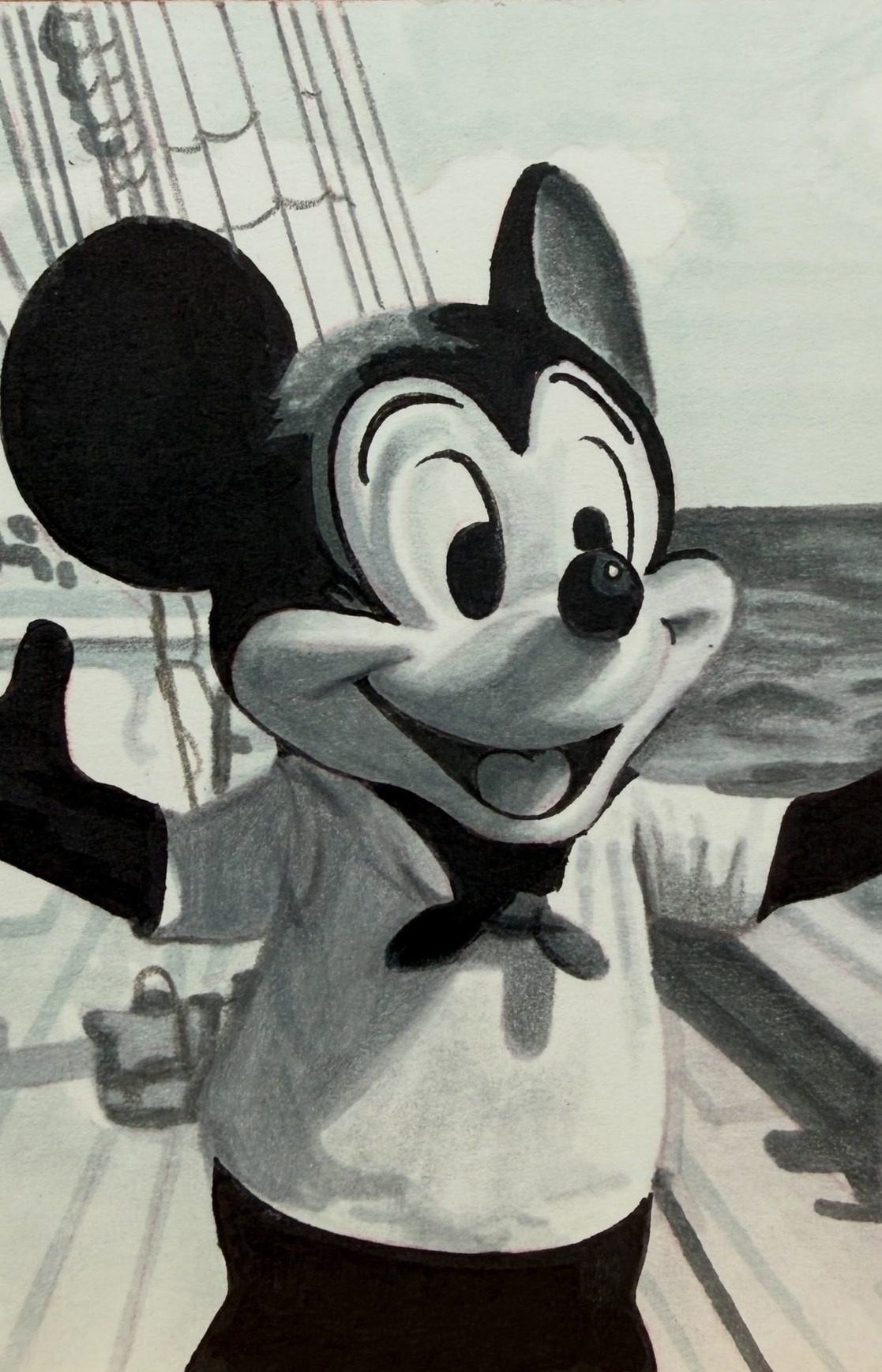 Mickey in black and white